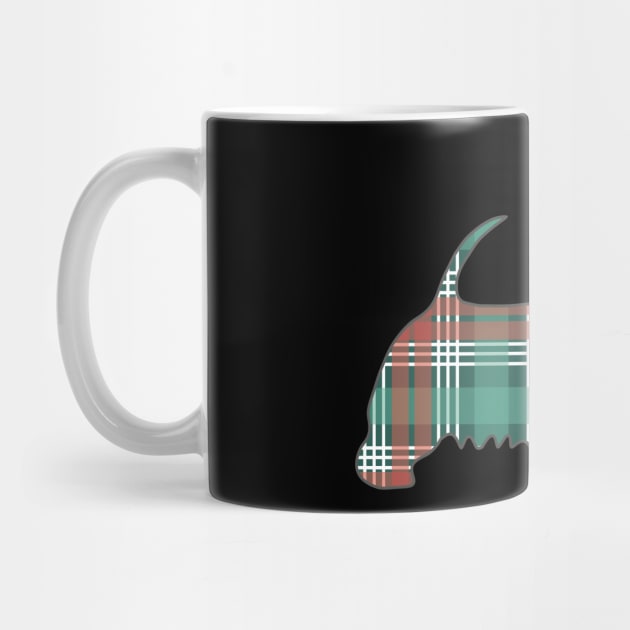 Christmas Coloured Tartan Scottish Terrier Dog Silhouette by MacPean